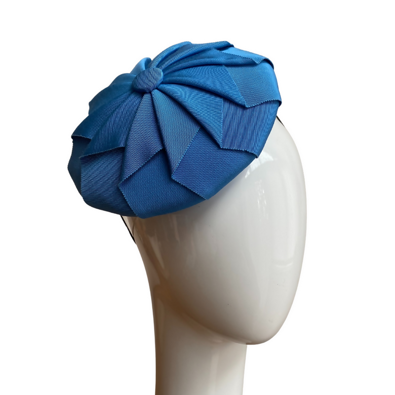 Cornflower blue pinwheel percher fascinator