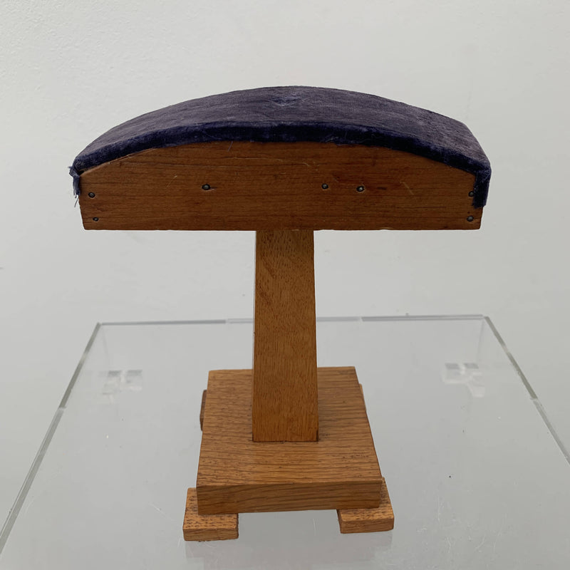 Antique rectangle velvet covered hat stand