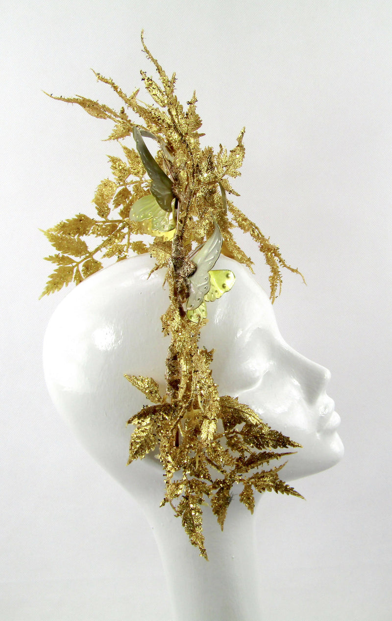 Glitter Gold Leaf & Butterfly Headdress