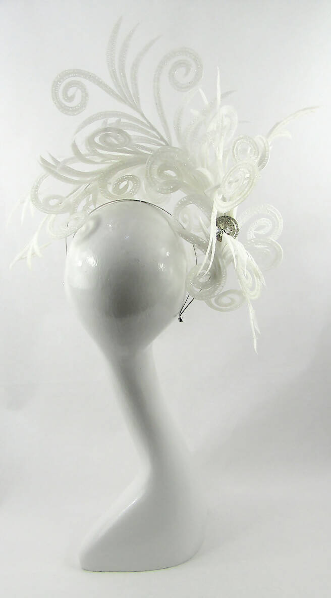 Bespoke White Peacock Effect Diamanté Headdress