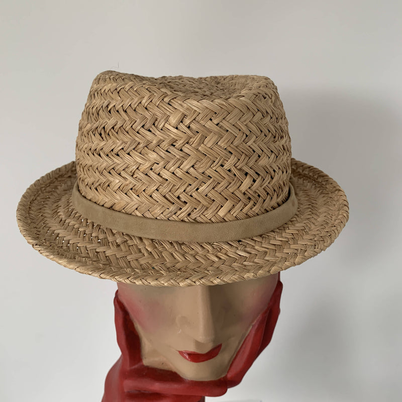Vintage chic straw boater hat by Stephen Jones made in England