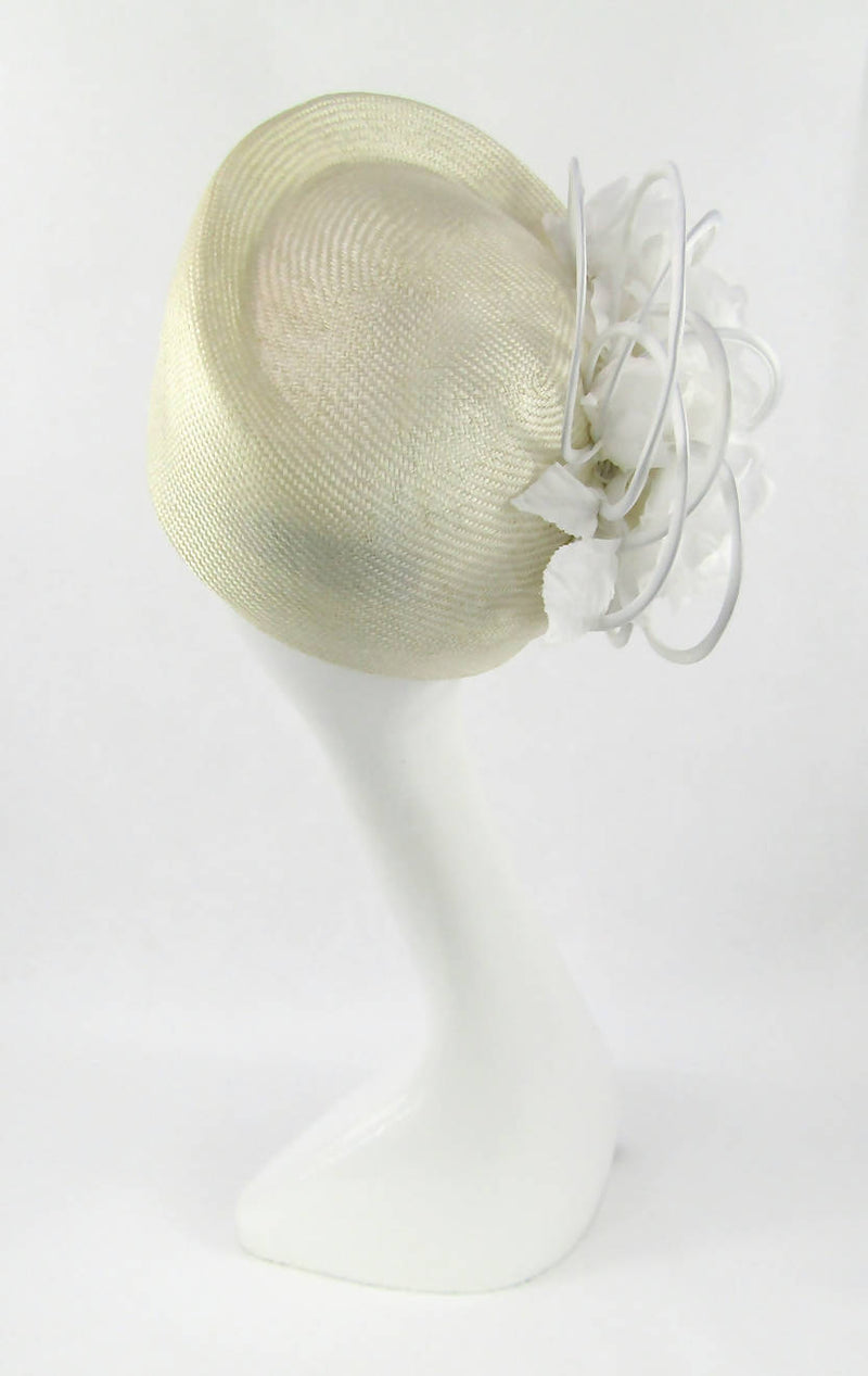 Ivory Parisisal Flower Pillbox Hat