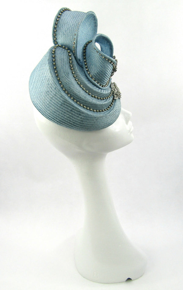 Baby Blue Parisisal Pillbox Hat