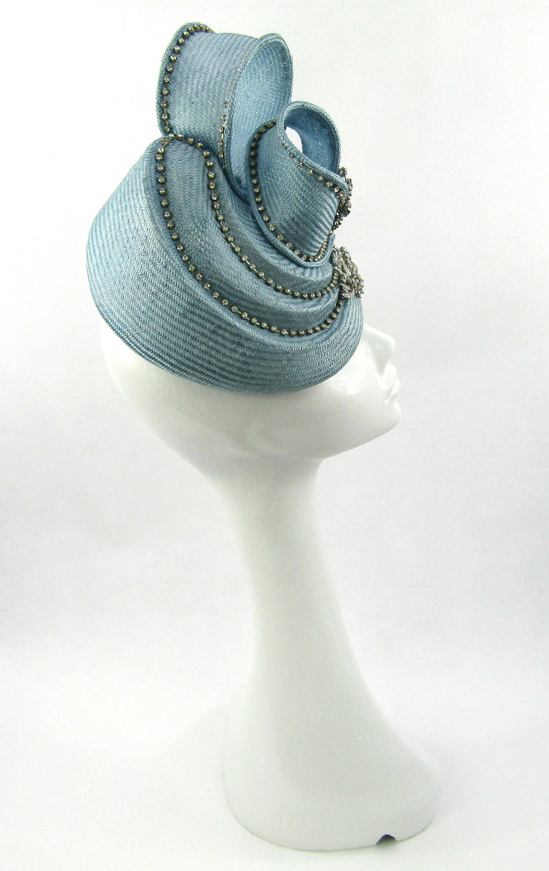 Baby Blue Parisisal Pillbox Hat