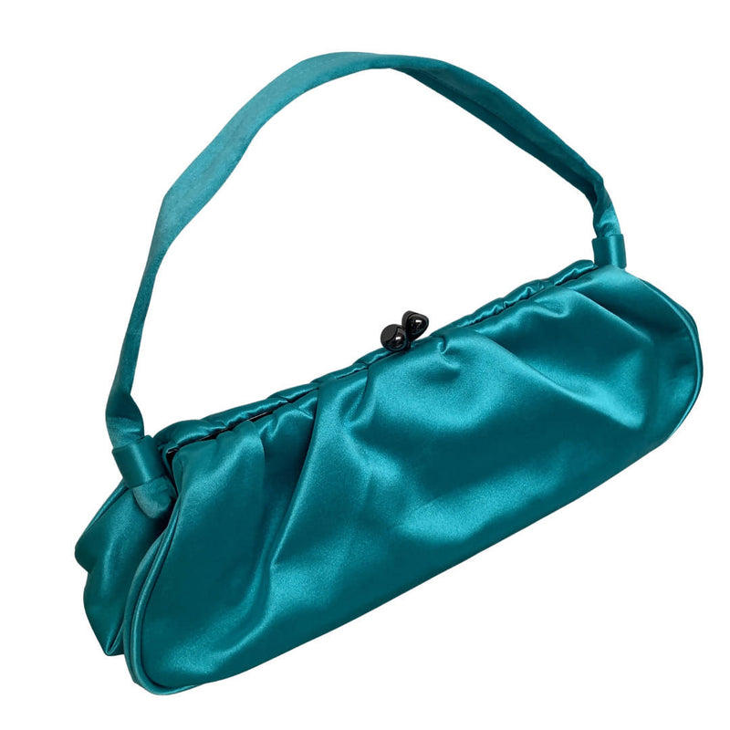 Philip Treacy Teal Blue Satin Evening Clutch The Hat Circle