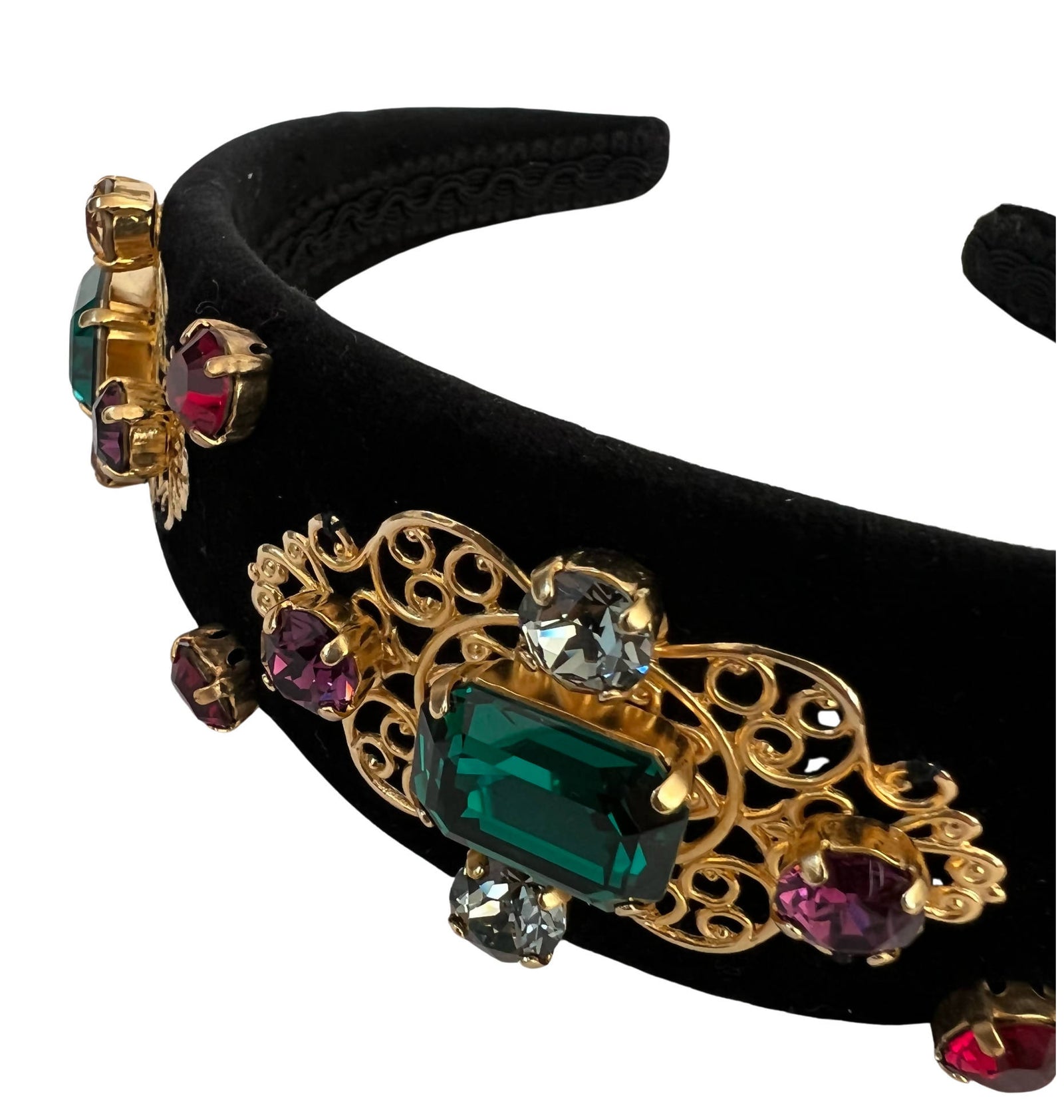 DOLCE & GABBANA ブラックヘッドバンド Dolce & Gabbana Kids crystal-embellished Logo Headband