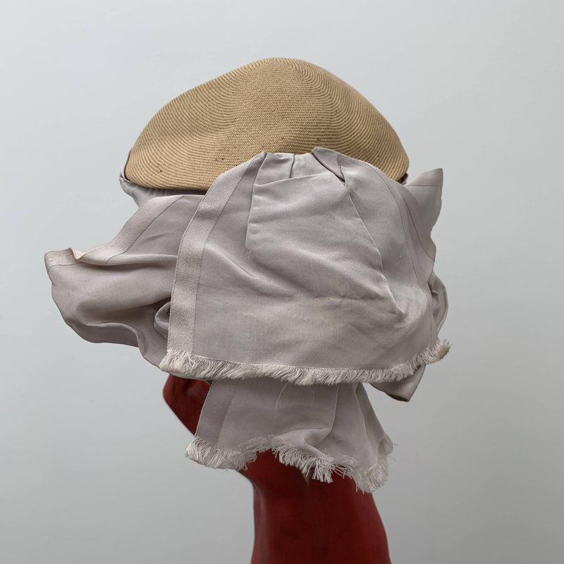 Vintage beige straw bucket hat by Otto Lucas