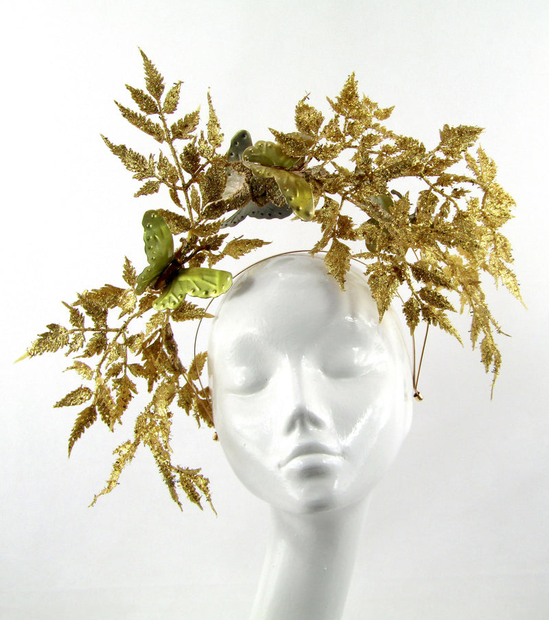 Glitter Gold Leaf & Butterfly Headdress