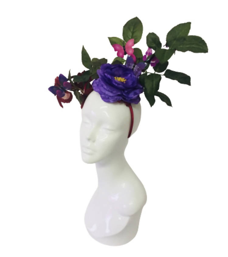 Purple Butterfly Wedding Hat