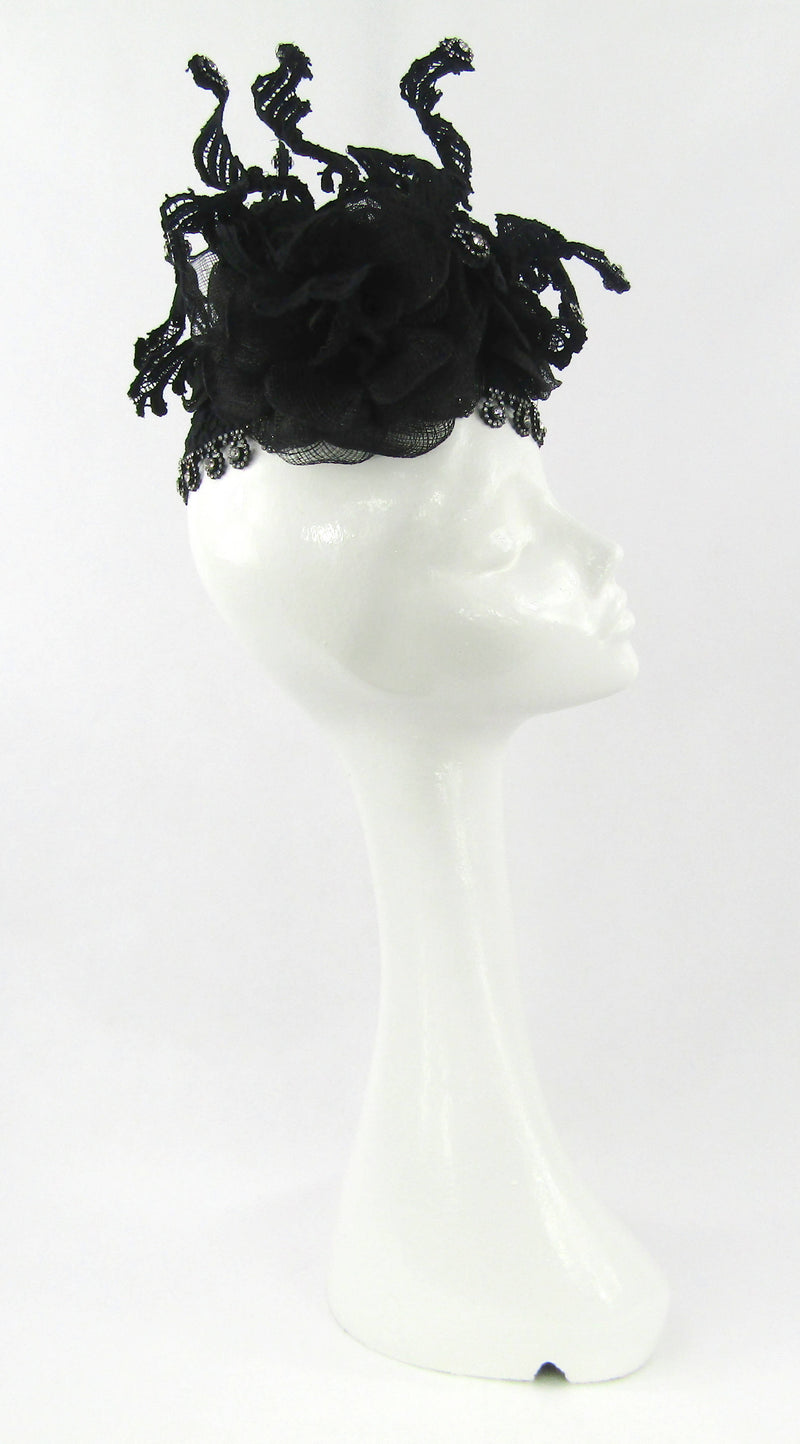 Black Lace Skull Crown Headdress