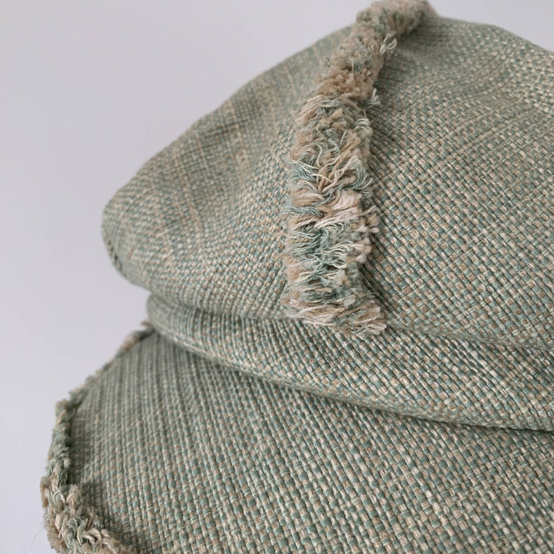 Vintage Miss Jones mint green baker boy hat in Channel tweed trimmed wool by Stephen Jones made in England