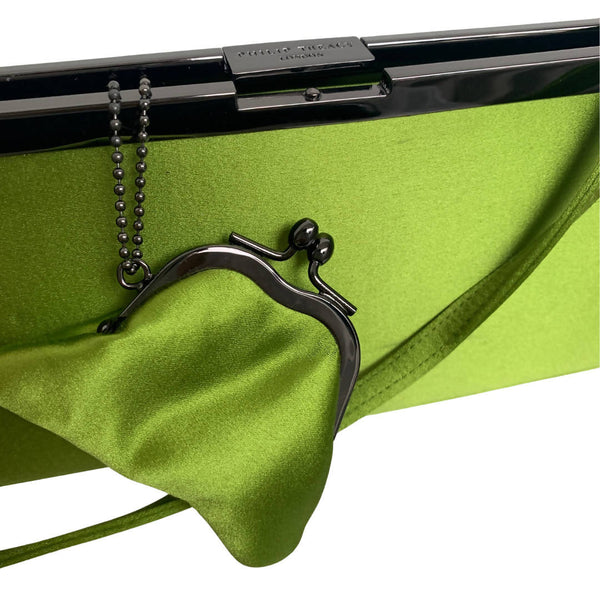 Philip Treacy Strikingly Elegant Lime Green Silk with Small Purse Evening Clutch Bag