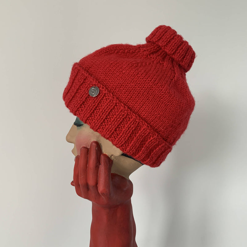 cute Vintage Stephen Jones Red wool beanie hat with initial logo