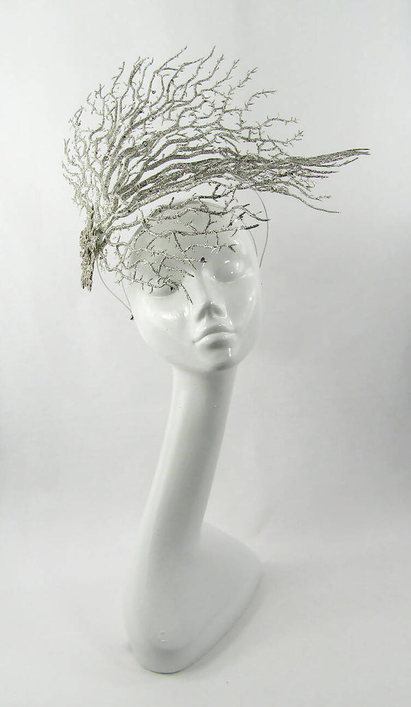 Silver Glitter Faux Coral Headdress