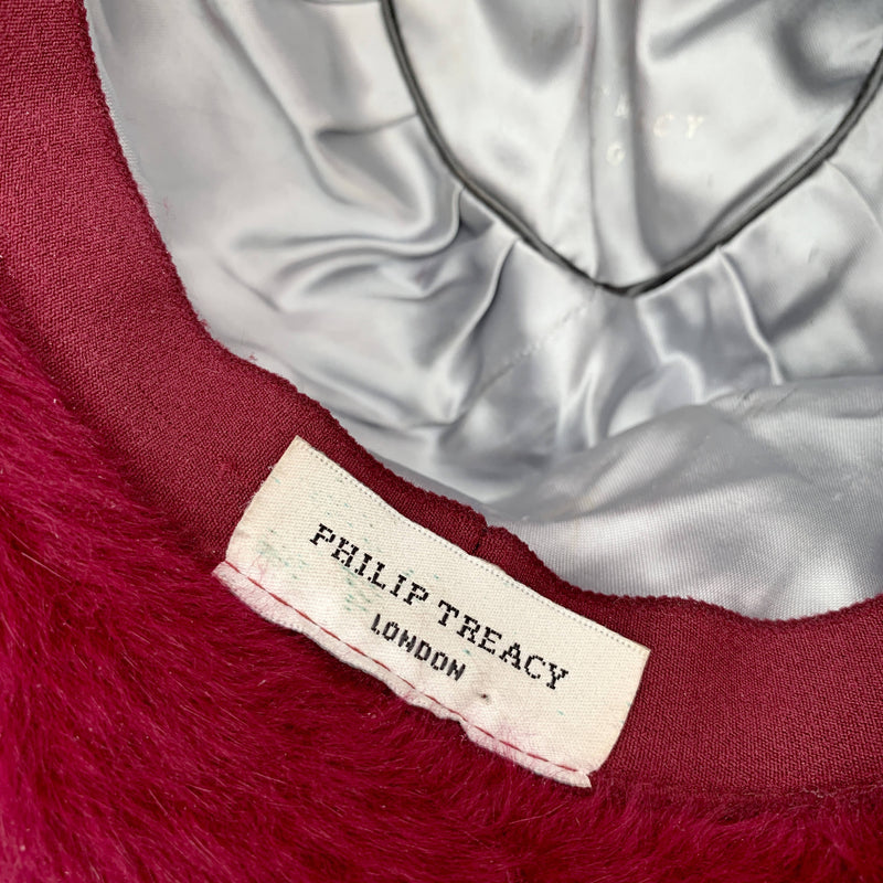 Vintage dark pink fur top hat by Philip Treacy made in London