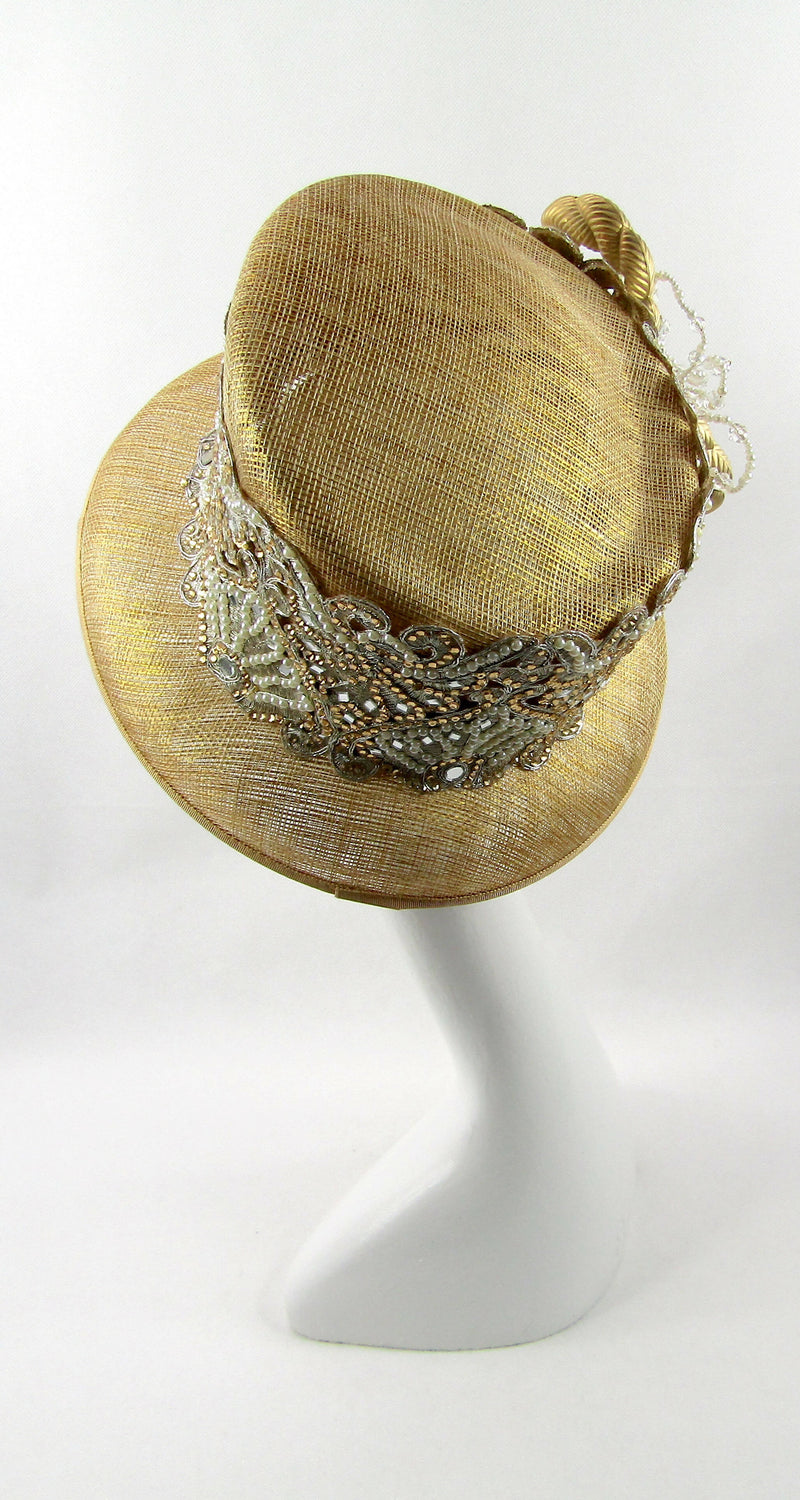 Gold Sinamay Down Brim Hat