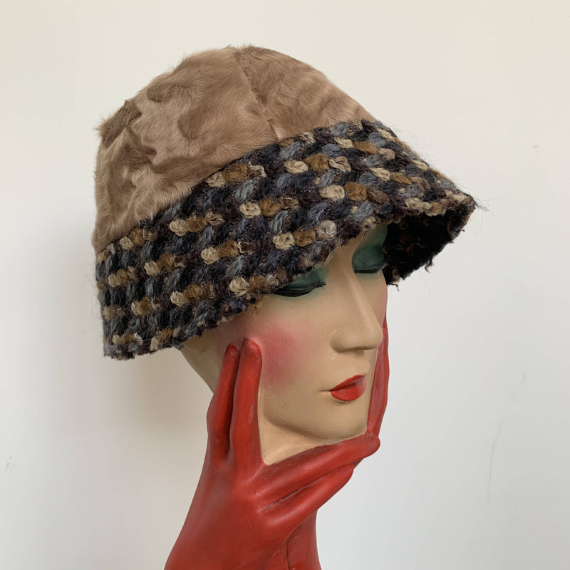 Vintage design new brown fur cloche hat by Dolce & Gabanna made in Italy