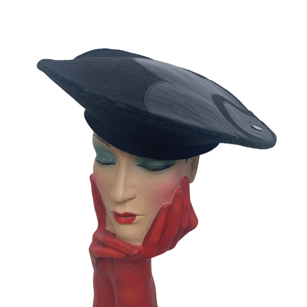 STEPHEN JONES women Hat Black MARY QUANT Flower shaped Hat Cap Black