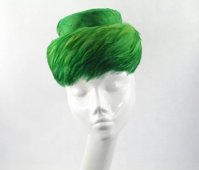 Vintage Feathered Green Hat