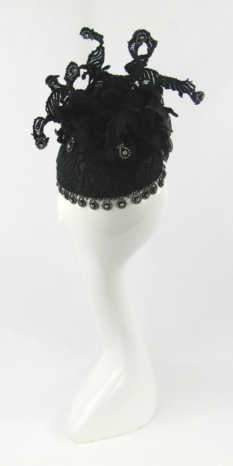 Black Lace Skull Crown Headdress