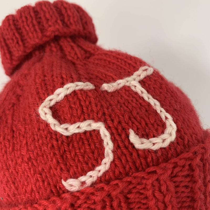 cute Vintage Stephen Jones Red wool beanie hat with initial logo