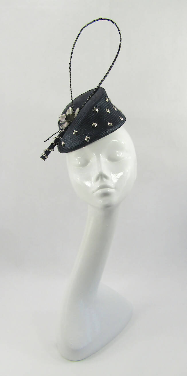 Navy Blue Parisisal Pillbox Hat
