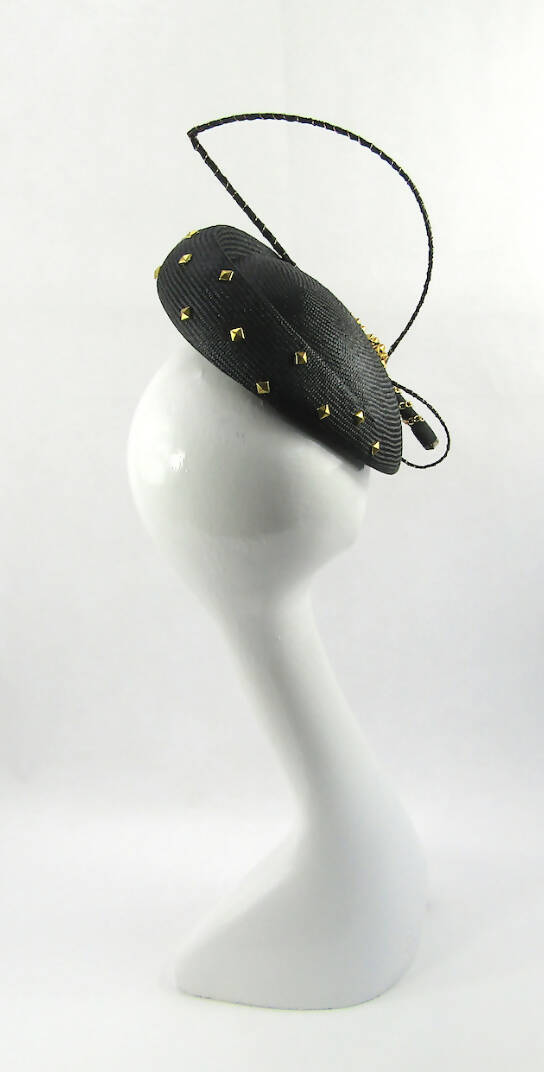 Black and Gold Parisisal Pillbox Hat