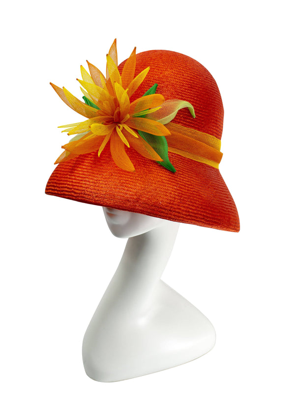 "Sunshine Daydream" - Orange Bucket Hat with Crinoline Detail