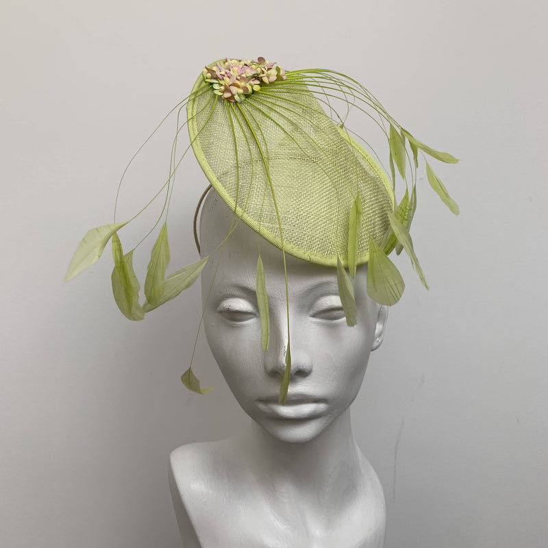 Alicia green fascinator with leaves