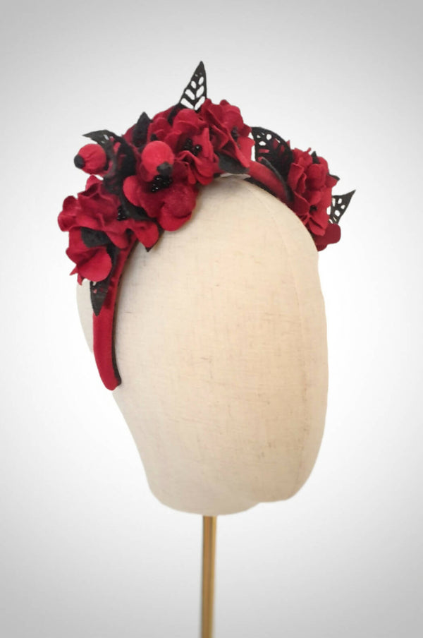 Deluxe flower headband RED BEAUTY