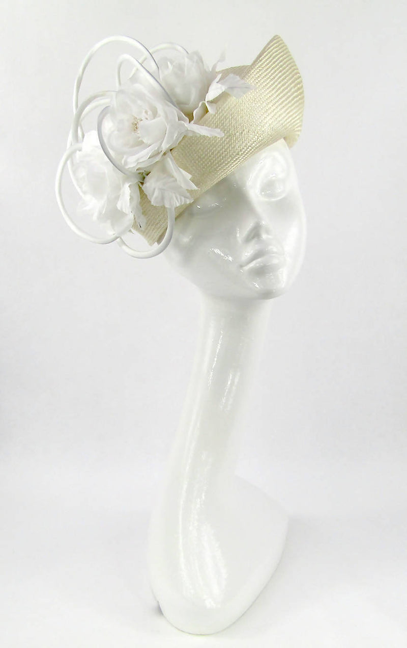 Ivory Parisisal Flower Pillbox Hat