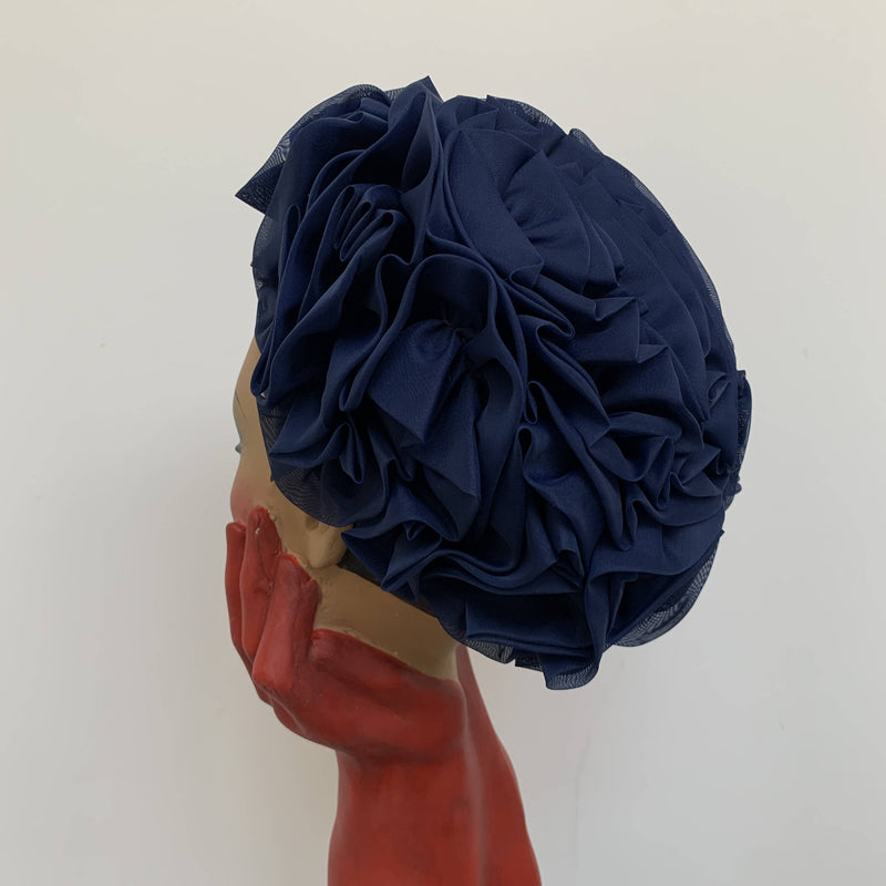 Vintage 90’ design dark blue bonnet hat