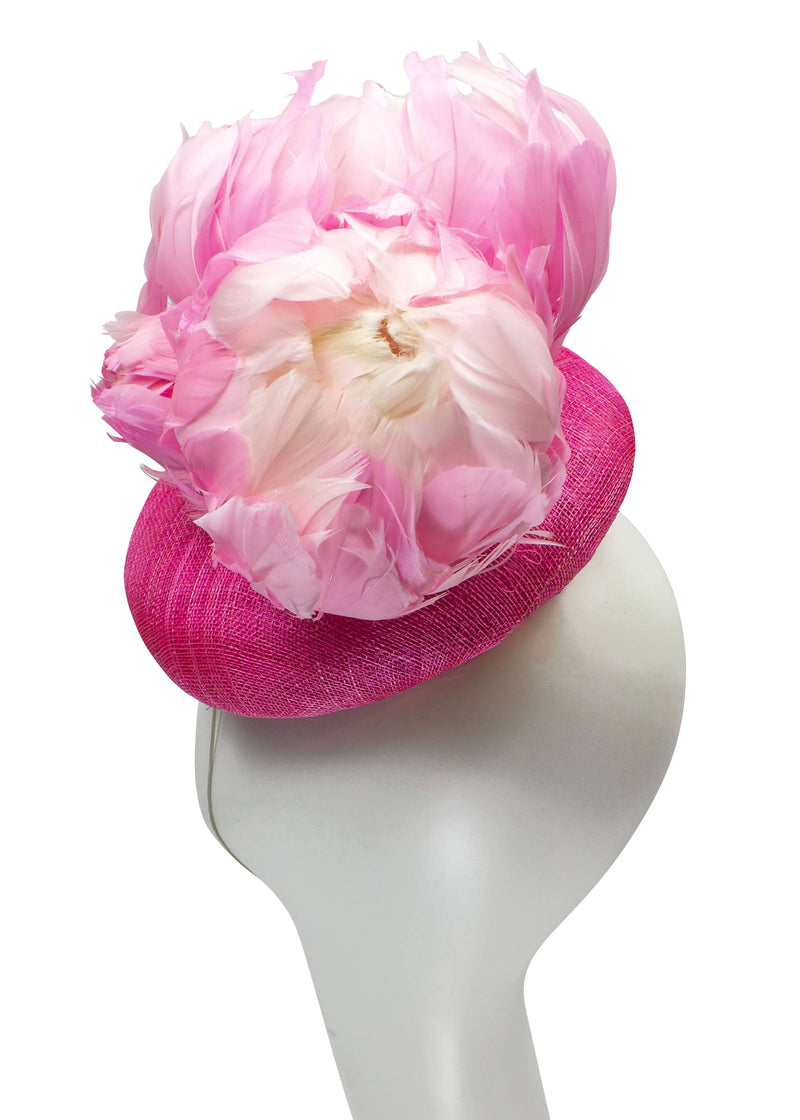 "Peonies" Feather Flower Sinamay Button